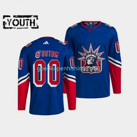 New York Rangers Custom Adidas 2022-2023 Reverse Retro Blauw Authentic Shirt - Kinderen